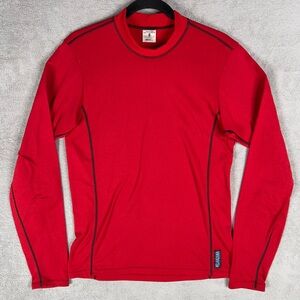 Melanzana Long Sleeve Baselayer Shirt Men's Large Red Mock Neck Gorpcore Outdoor